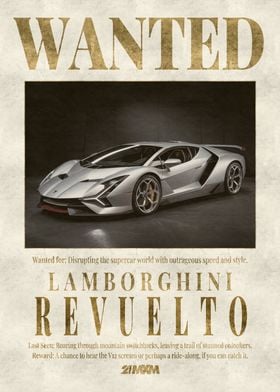 Lamborghini Revuelto Wanted Poster