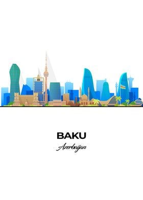 Baku Skyline Illustration