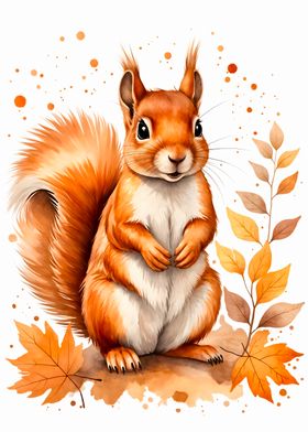 Cute Squirrel Watercolor