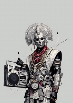 West African Warrior with Boombox