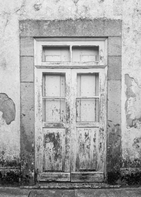 Weathered Wooden Door Black and white photo