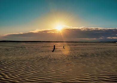 Sunrise on Sandy Beach in Riviera Italy