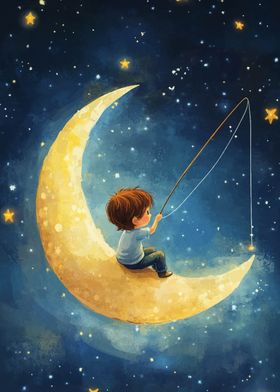 Boy Fishing for Stars