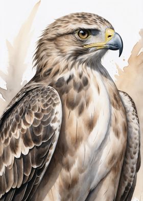 Hawk Watercolor Painting