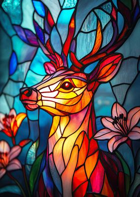 Stained Glass Deer Lamp