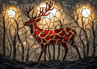 Stained Glass Deer