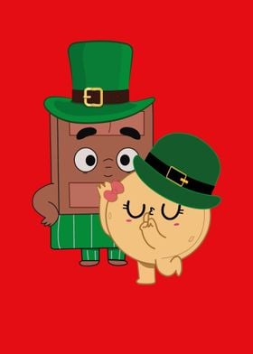 Choco And Pancake in Irish Hats Cute St Patrick's Day