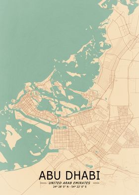 Abu Dhabi Vintage Map