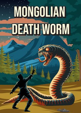 Mongolian Death Worm Cryptid Travel Poster