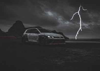 Tuned VW Golf Under Storm