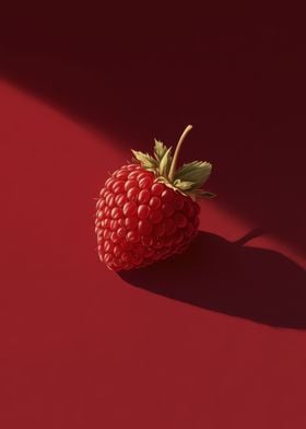 Single Raspberry on Red