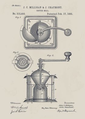 Coffee Mill Patent 1885