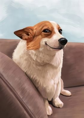 Smiling Corgi on Couch meme