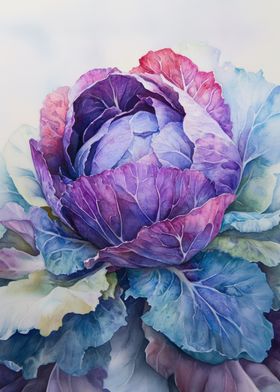 Watercolor Red Cabbage