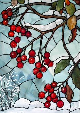 Stained Glass Winter Berries