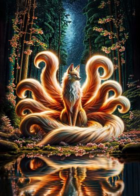 Nine-Tailed Fox in Forest