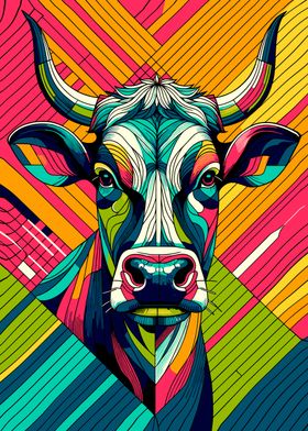 Colorful Cow Portrait wpap