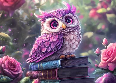 Cute Owl on Books