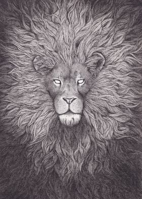 Lion Portrait Dotwork Pointillism