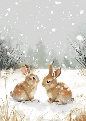 Winter Bunnies in the snow