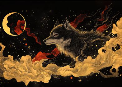 Wolf in the Night Sky