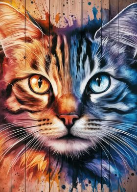 Colorful Cat Portrait