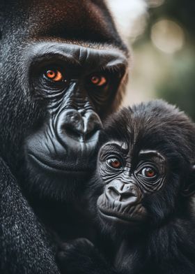 Gorilla Mother and Baby