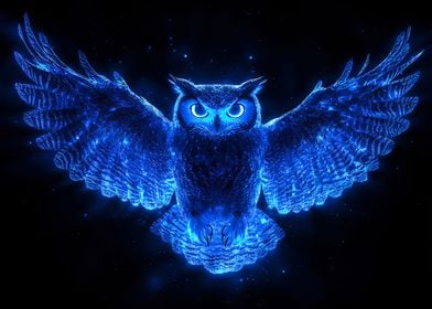 Blue Owl in Flight