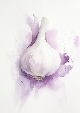 Watercolor Garlic Illustration