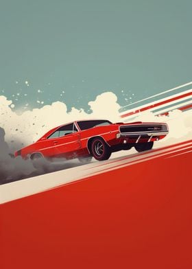 Red American car Poster