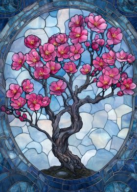 Blossoming Wisdom: A Stained Glass Cherry Blossom Tree