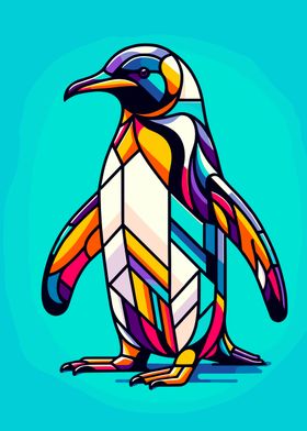 Geometric Penguin Art colorful