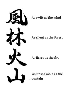 Japanese Calligraphy - Wind, Forest, Fire, Mountain