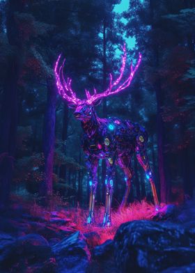 Cybernetic Deer in Forest