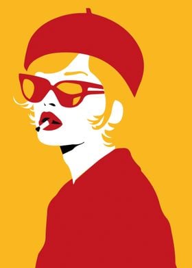 Lady in the Red Hat Red &amp; Yellow Fashion