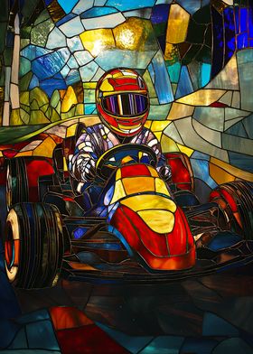 Stained Glass Race Car