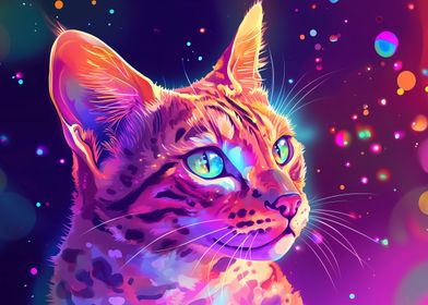 Neon Cat Portrait