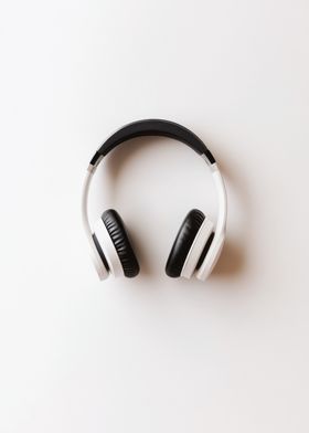 White Headphones on White Background