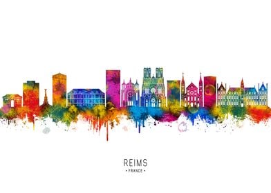 Reims Skyline Watercolor