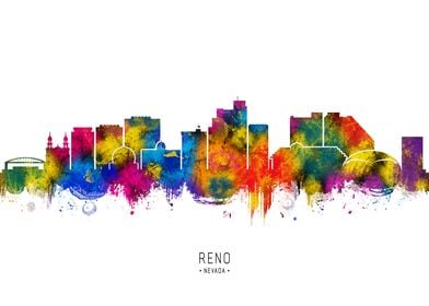 Reno Skyline Watercolor