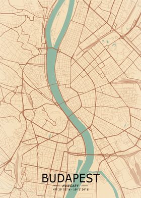 Budapest Vintage Map