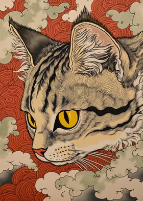 Japanese Cat Art Print