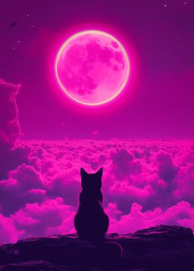 Cat Under Pink Moon