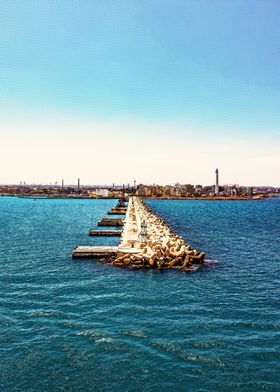 Breakwater Leading to City Bari Italia