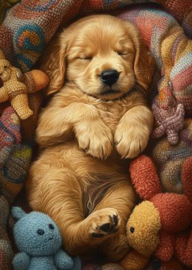 Sleeping Golden Retriever Puppy