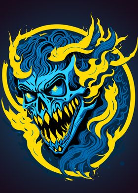 Fiery Skull Illustration