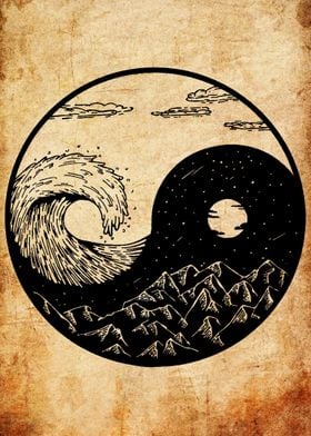 Yin Yang Wave &amp; Mountains