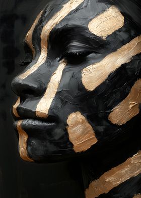 Black and Gold Face Portrait