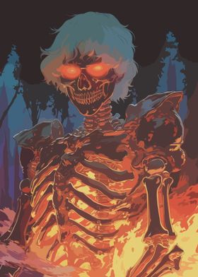 Fiery Burning Skeleton