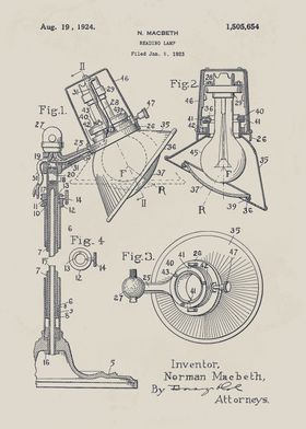 Reading Lamp Patent Drawing